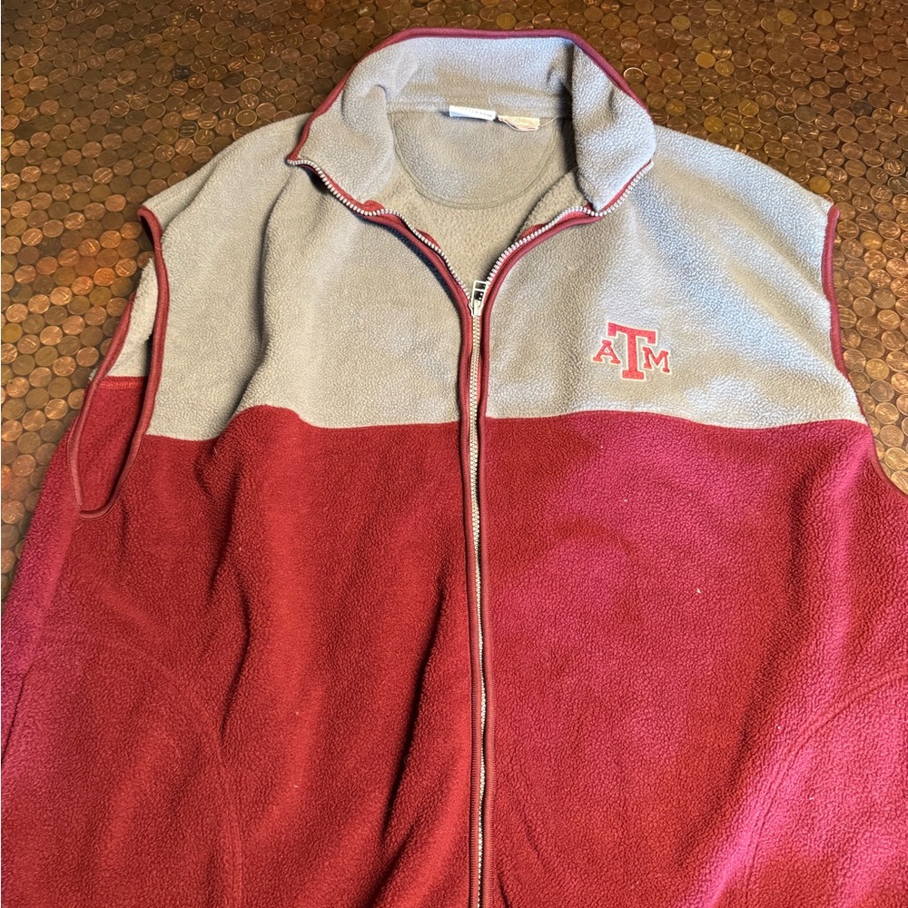 Men's Red and Gray Fleece Sweater Vest
